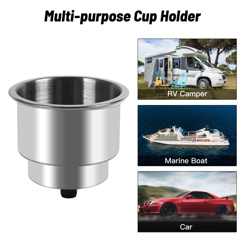 Goture Stainless Steel Cup Drink Holder with Drain Marine Boat RV Camper Rod - Image 5